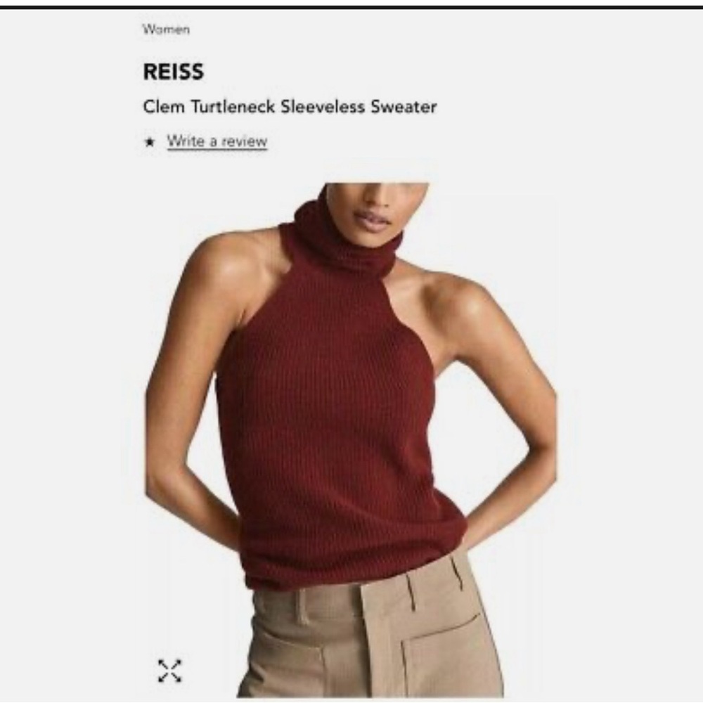 Reiss Clem Turtleneck Sleeveless Sweater In Red Size XS
